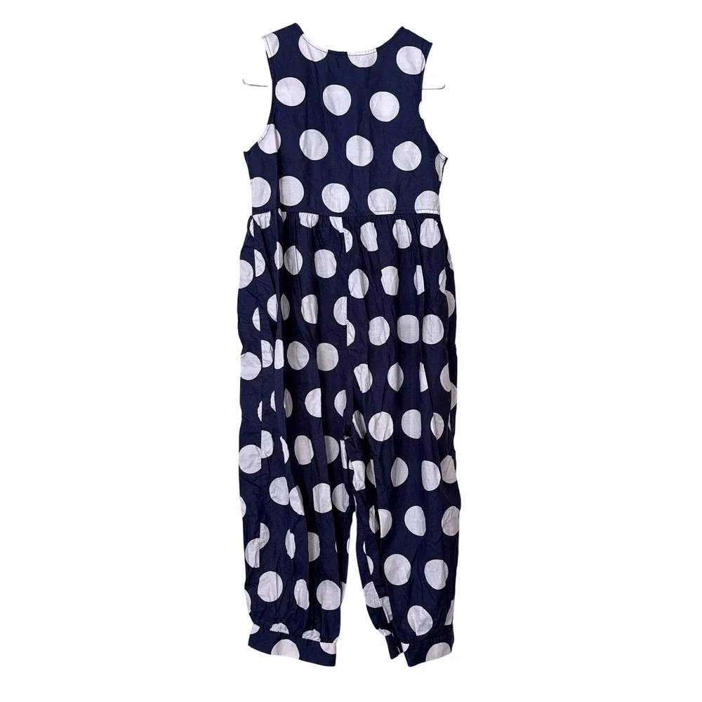 Vintage‎ Laura Ashley Mother Child Navy White Polka Dot Jumpsuit girls 9 Years